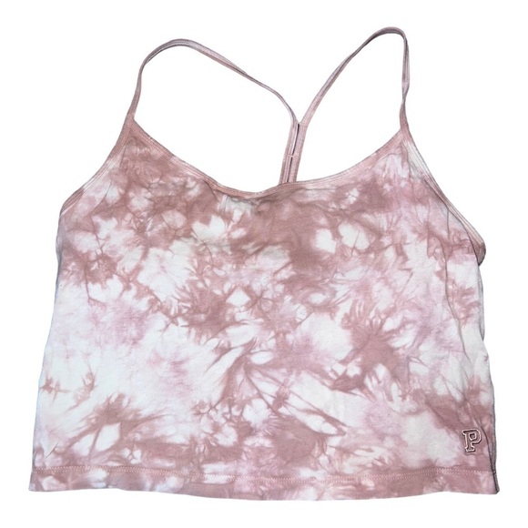 PINK Victoria’s Secret Top Blush Tie Dye Tank Crop Scoop Neck Racerback - Picture 1 of 6
